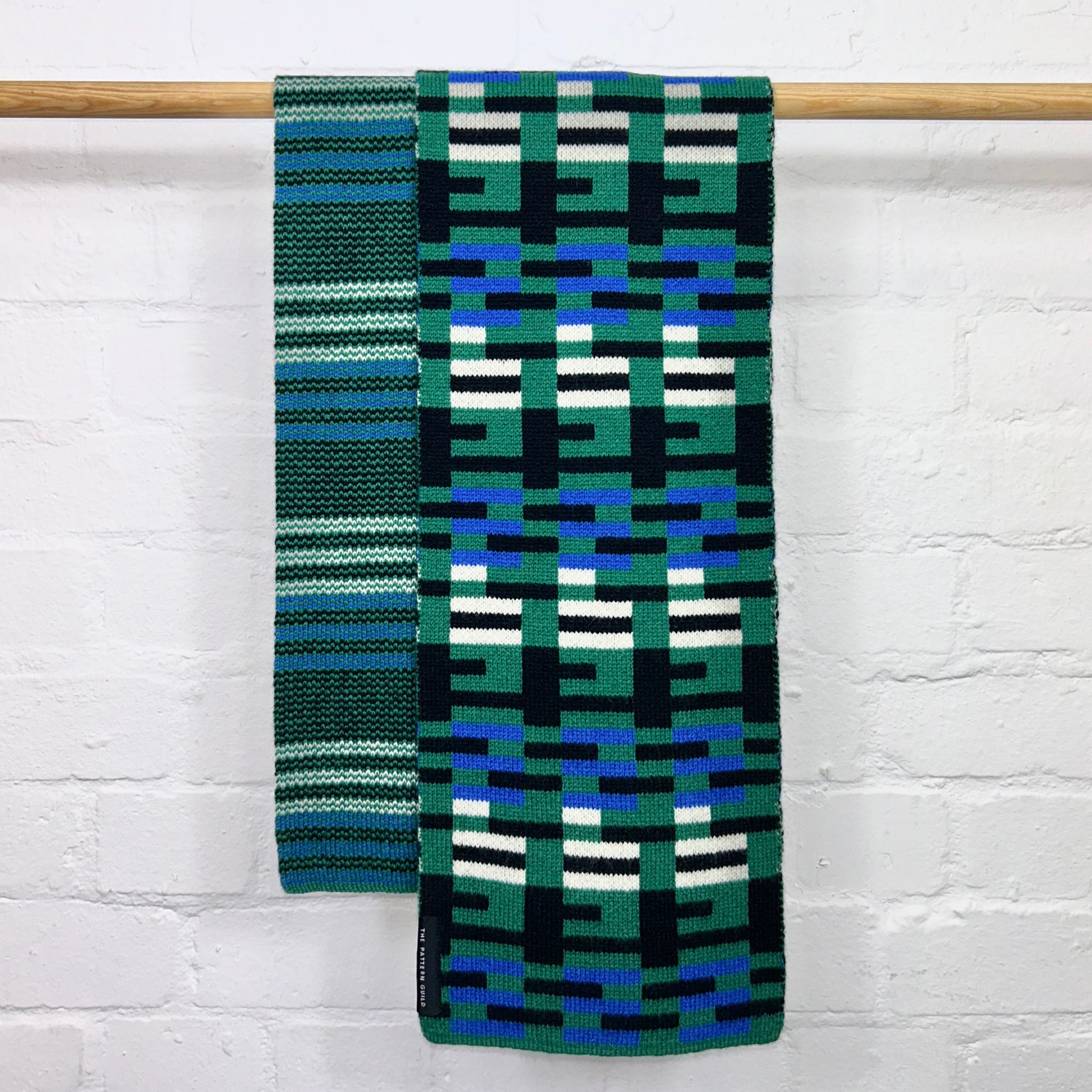 Anni Pattern Scarf Green and Blue