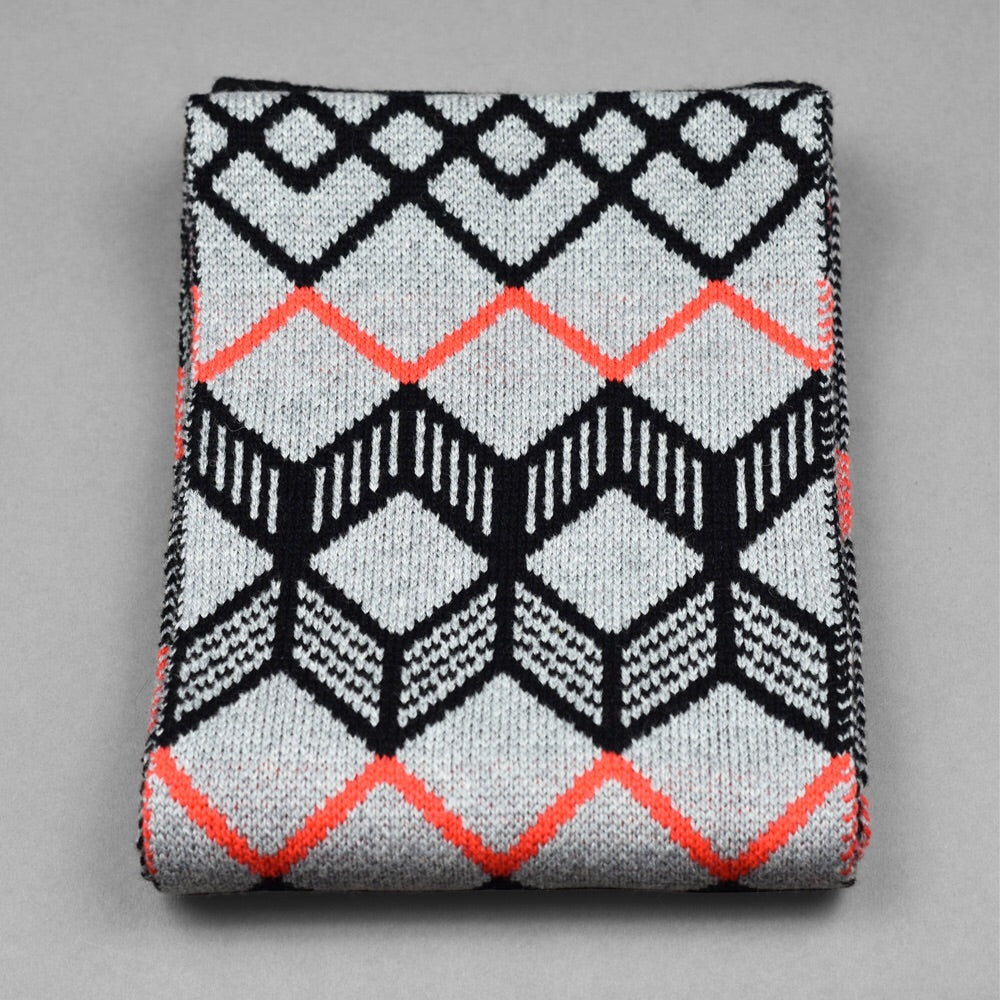 Finland Pattern Scarf Grey/Neon Orange