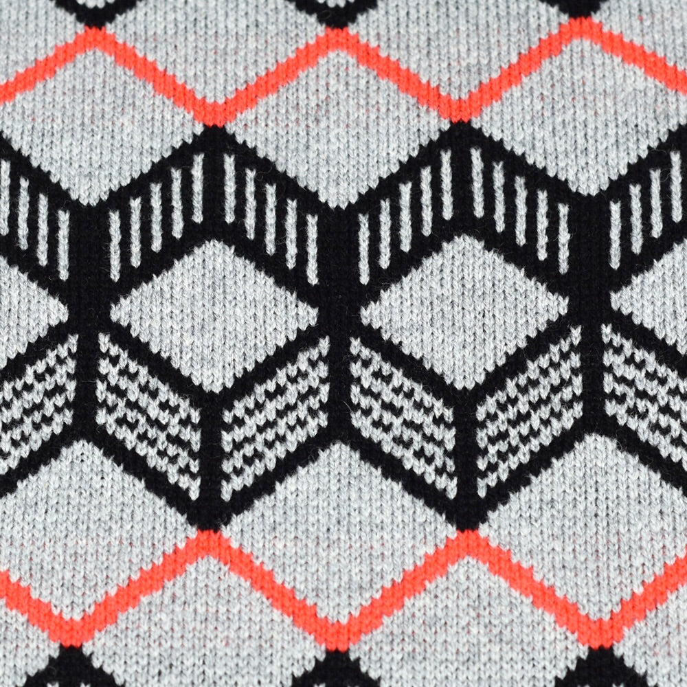 Finland Pattern Scarf Grey/Neon Orange