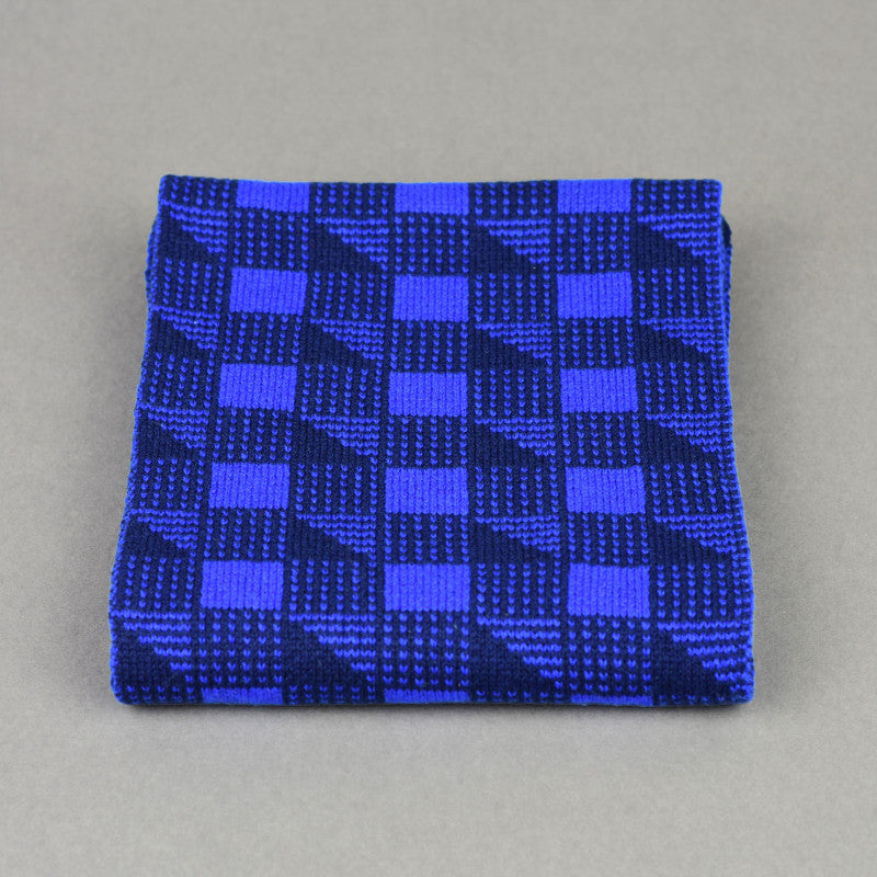 Cubes Pattern Scarf Blue and Navy