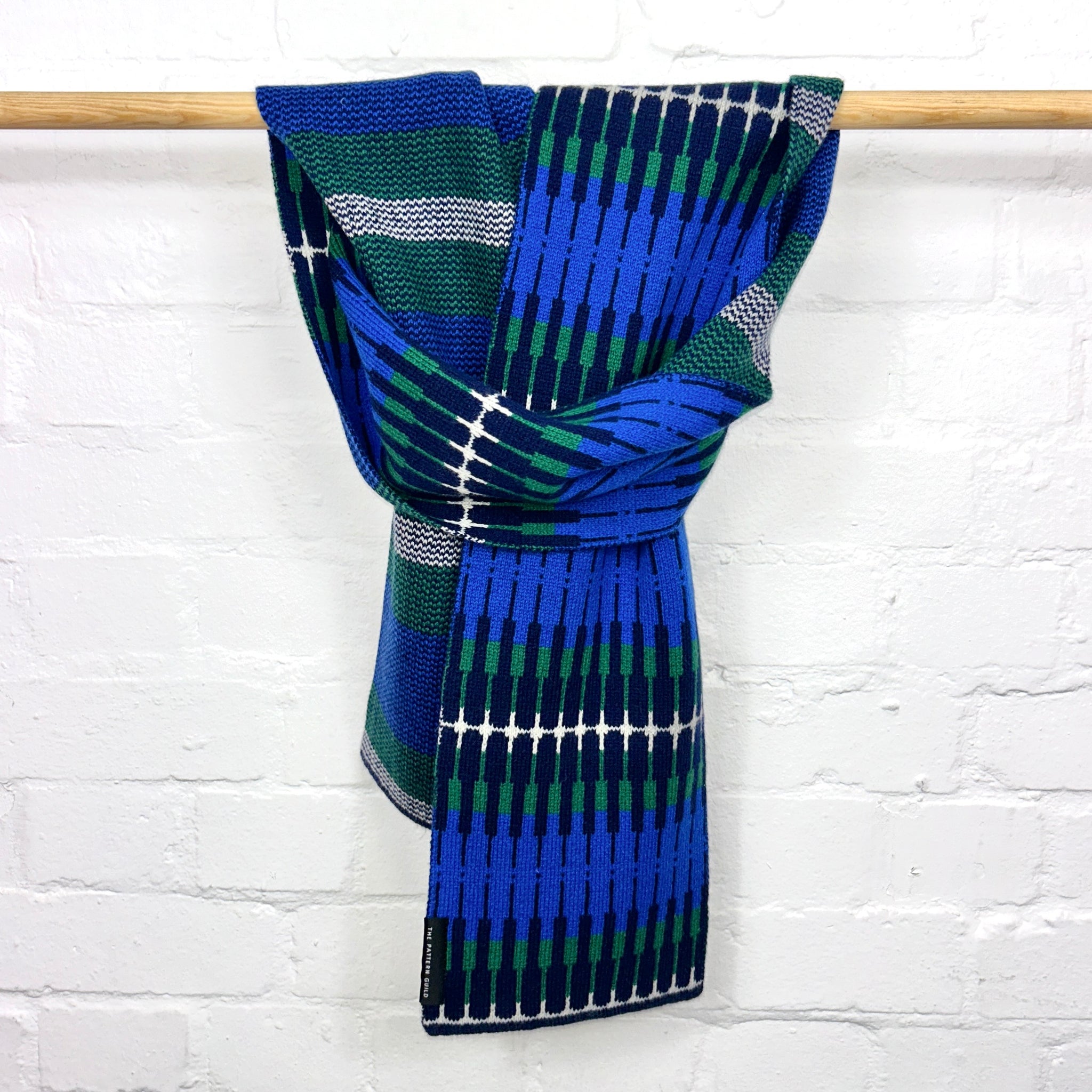 Volta Pattern Scarf Green and Blue