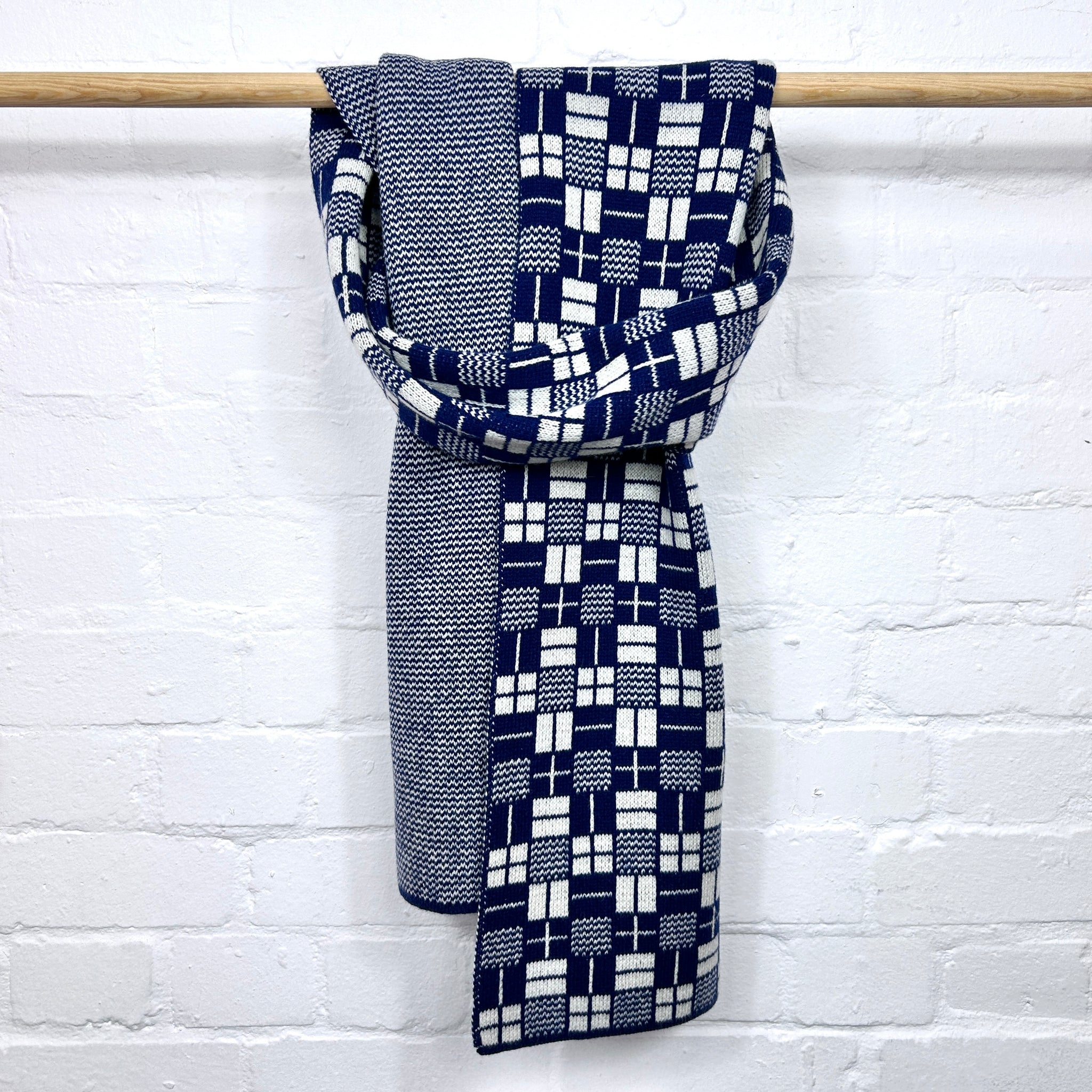 Binary Pattern Scarf Navy and White