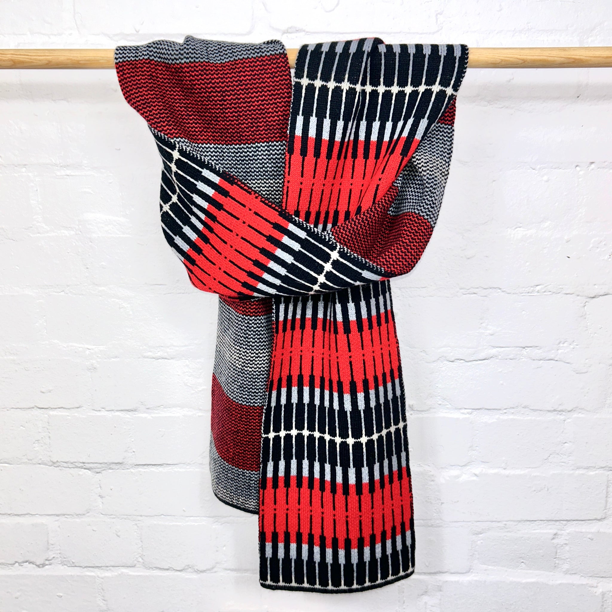 Volta Pattern Scarf Red and Black