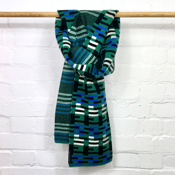 Anni Pattern Scarf Green and Blue