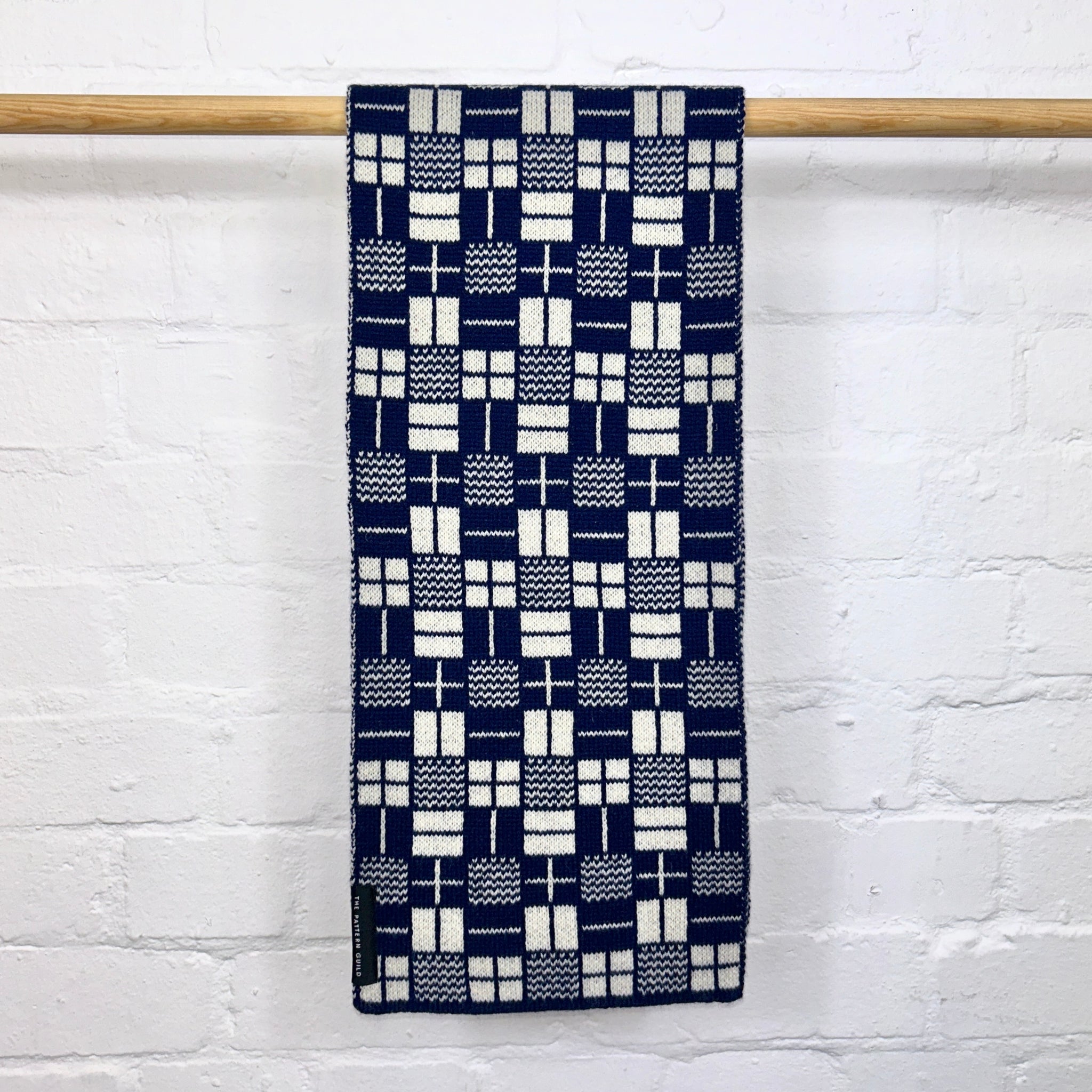 Binary Pattern Scarf Navy and White