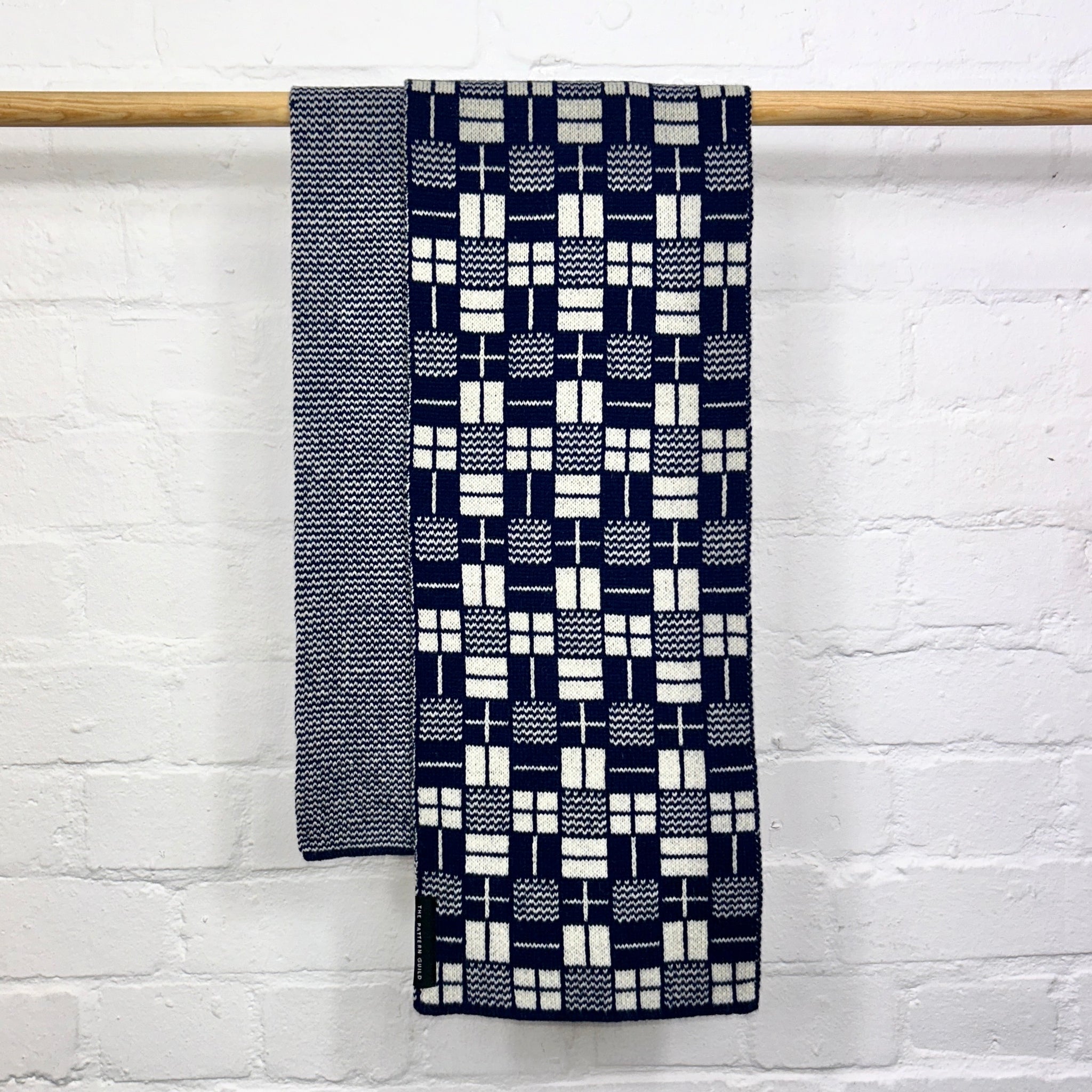 Binary Pattern Scarf Navy and White