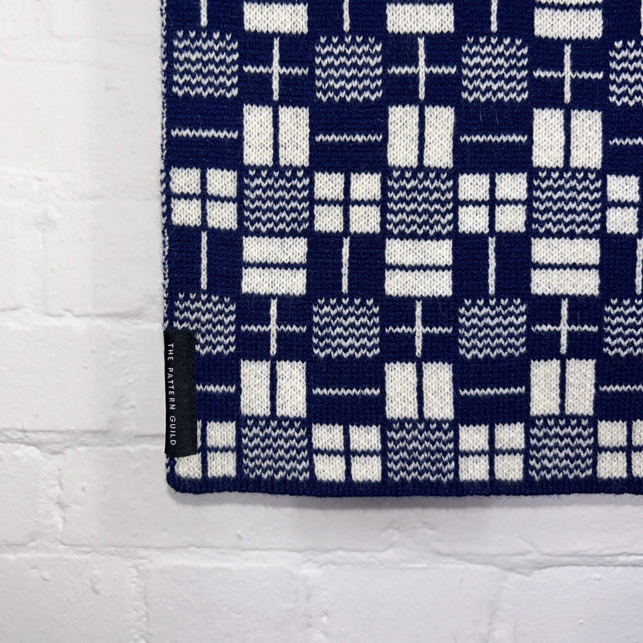 Binary Pattern Scarf Navy and White