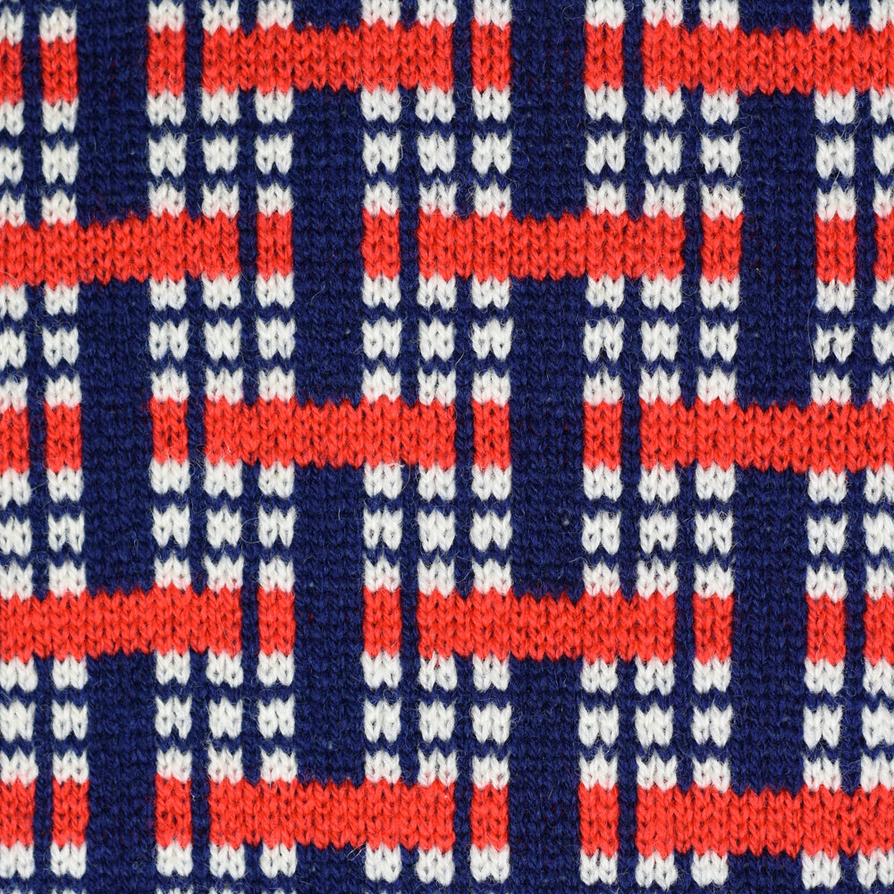 Woven Pattern Scarf Red/Navy