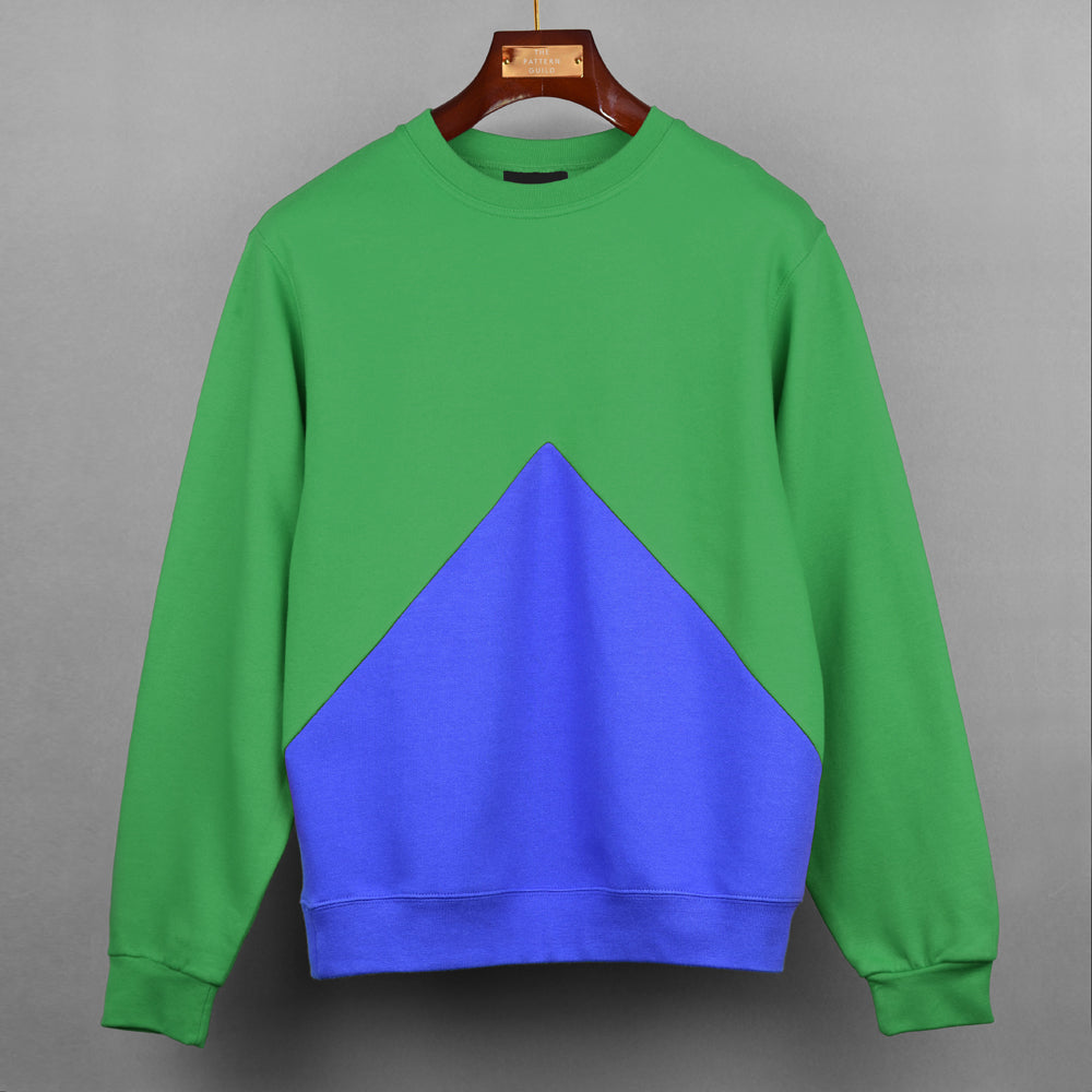 Green With Blue Triangle Panel Sweatshirt